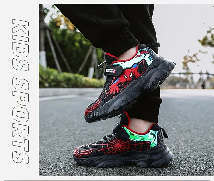 Disney Kids Sneakers Boys Tennis Shoes Comfortable Mesh Shoes Lightweight Outdoor Children's Sports Walking Black Blue Shoes.