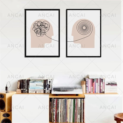 Psychology Therapy Poster Canvas Painting Consultant Office Wall Art Print Cloth Office Room Decoration Gifts Minimalist Picture.