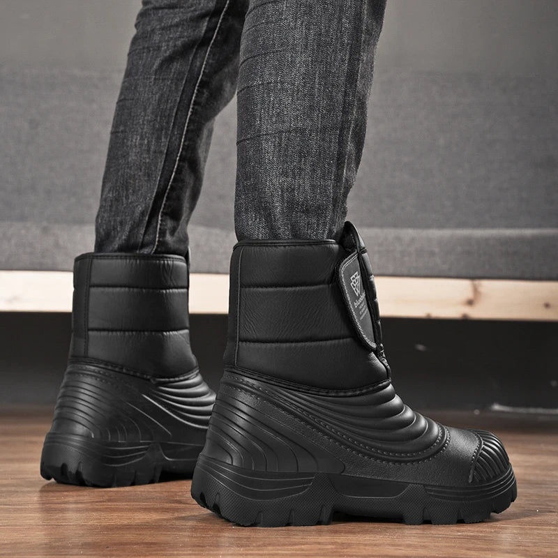 Men's Snow Boots Outdoor Comfortable Fleece-lined Warm Men's Outdoor Hiking Men's Shoes for Men Boots With Short Plush Men Boots.