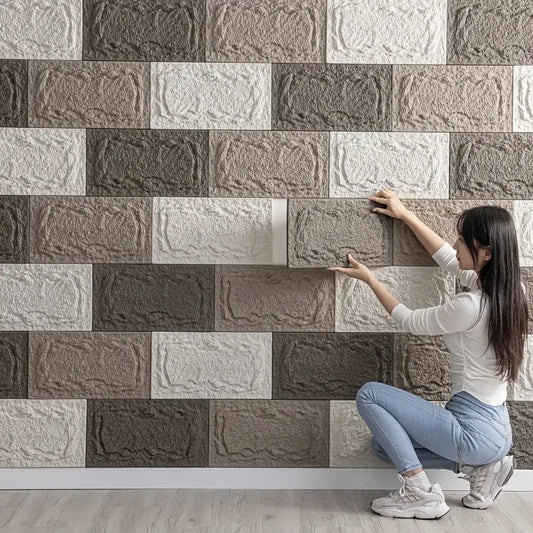 PU stone wall panel, 10 mm, realistic brick pattern, anti-mould and moisture-proof, waterproof and washable, suitable for/outdoo