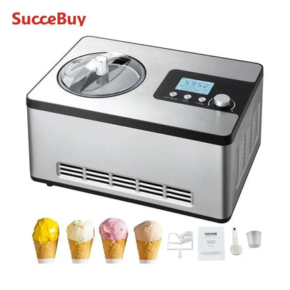 SucceBuy Automatic Ice Cream Maker with Built-in Compressor 2 Quart No Pre-freezing Fruit Yogurt Machine Electric Sorbet Maker.