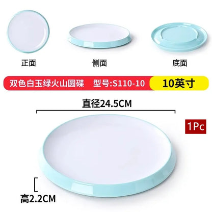 1Pc Commercial Melamine Tableware Household Plastic Dinner Plates Round Barbecue Salad Dishes Plate Kitchen Accessories.