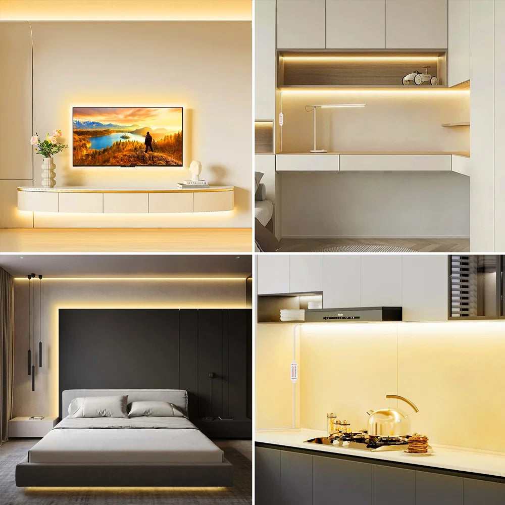 Tuya WiFi COB LED Streifen 12V 1m 2m 3m 4m 5m Warmweiß Kleiderschrank Schrank Beleuchtung Raum Dekor 3000-6500K für Alexa Google Assistent.