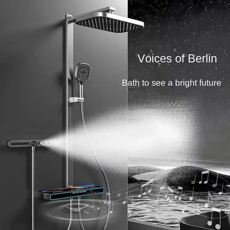 Bluetooth Music Digital Bathroom Shower System Ambient Lighting thermostatic Digital Bathroom Shower Set Faucets Accessories