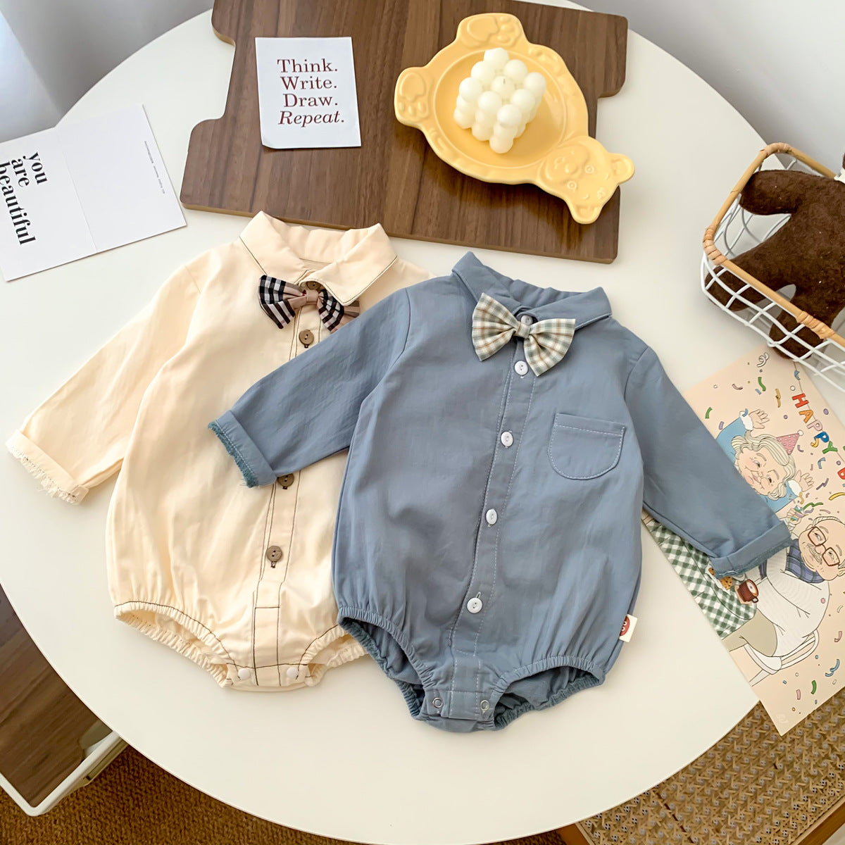Neugeborenen Baby Prinz Sommer volle Hülse Fliege Gentleman Stil Outfits Infant Kinder Overalls Baumwolle Kleidung Mode Bodys.