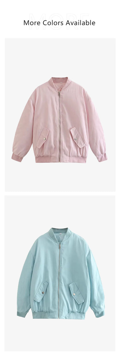 UNIZERA2023 Herbst und Winter Neue frauen Mode Stil Stehkragen Solide Lose Fit Flieger Jacke Baumwolle Mantel