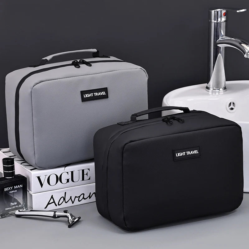 Men's Makeup Bag Waterproof Material Toiletry Bag Large Capacity Cosmetic Organizer, Portable Travel Essential Storage Bag.