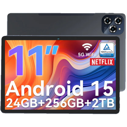 TABWEE W90 Android 15 Tablet 11 Inch - 24GB RAM 256GB ROM, Dual 4G LTE + 5G WiFi,Octa Core T615, 8000mAh, Gemini AI, WideVine L1.