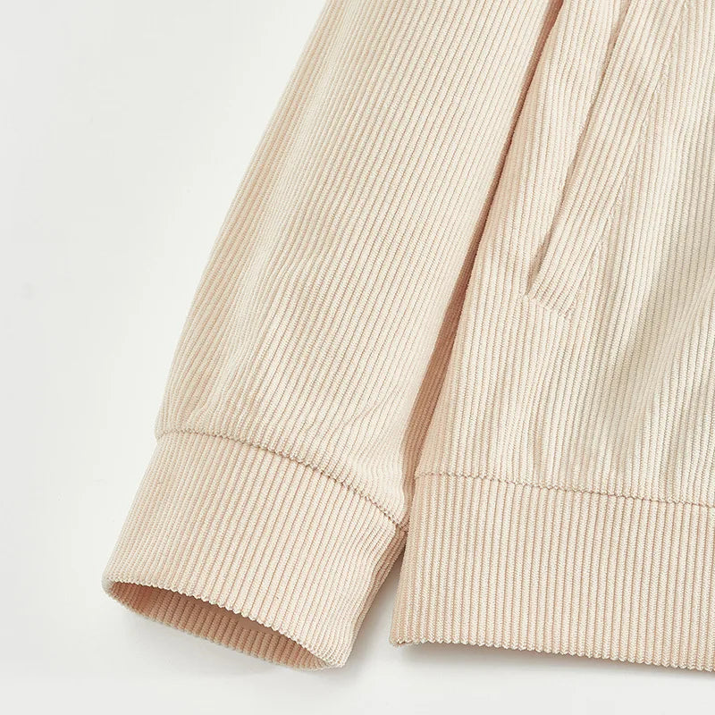 Men's Corduroy Jacket Stand-up Collar Slim Fit Retro Multi-pocket Workwear Commuter Coat for Spring And Autumn