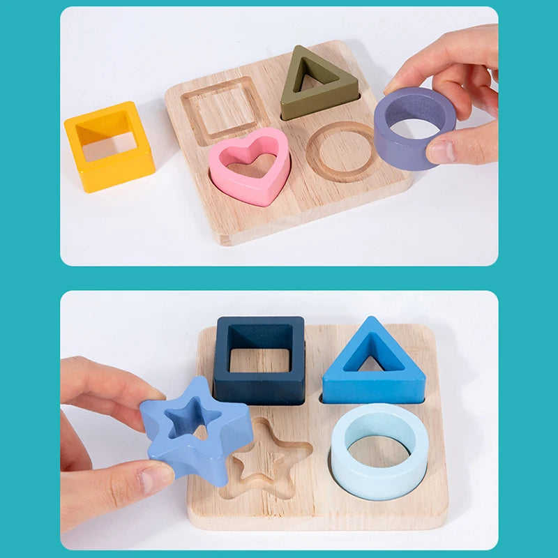 Montessori Baby Puzzles Silicone Toys Geometric Shape Jigsaw Board Matching Games Educational Learning Toys Food Grade Silicone.
