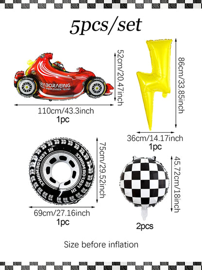 5/120-teiliges Racing-Themen-Party-Ballon-Set, Blitz, Gold-Champion, Autoreifen-Luftballons für Renn-Geburtstagsparty-Dekorationen.