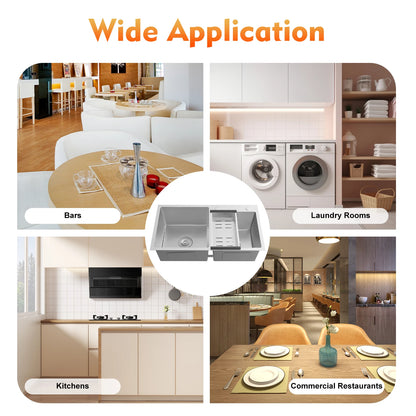 Edelstahl-Doppelschüssel-Küchenspüle für Zuhause, einfache Wäsche und Mehrzweckspüle mit zwei Installationsmethoden für den Garten