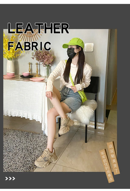 Chunky Platform Sneakers for Women Autumn New Fashion Thick Sole Vulcanized Shoes Woman Casual Non Slip Breathable Sports Shoes.