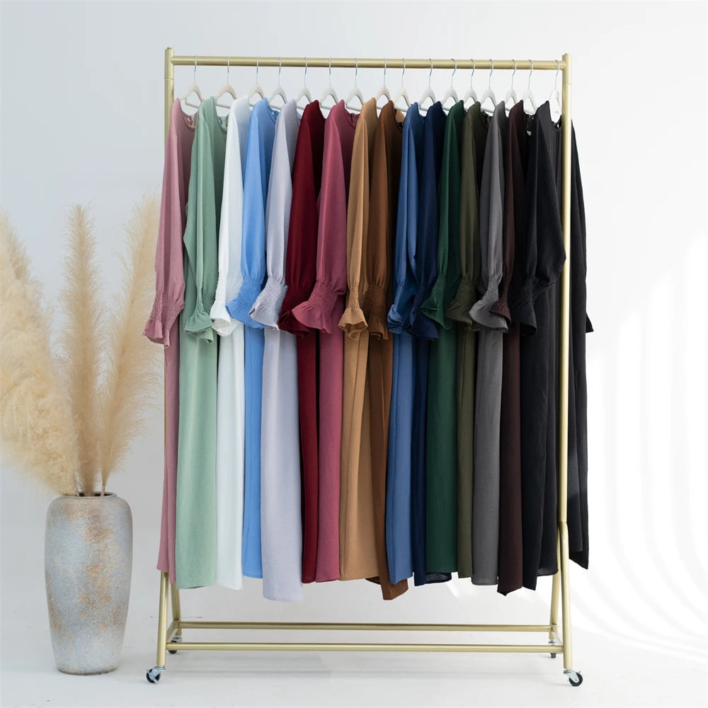 Eid Jersey Solid Modest Under Abaya Dubai 2024 Palestine Women Islamic Clothing Muslim Kaftan Inner Dresses Robe Femme Musulmane.