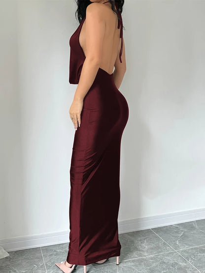 Dulzura Herbst Frauen Halter-Backless Midi Kleid Für Frauen Bodycon Sexy Party Elegante Outfits Abend Geburtstag Kleidung Y2K 2024