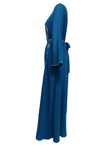 Eid Mubarak Abaya für muslimische Frauen Stickerei Langes Maxikleid Türkei Party Kaftan Arabische Robe Dubai Saudi Islamischer Kaftan Jalabiya.