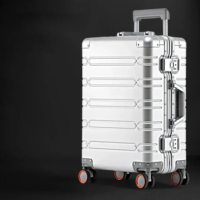 TravelTrolley-Gepäck, 20 Zoll, Handgepäck, Kabinenkoffer, Reisetaschen, Rollgepäck, Reisekoffer aus Aluminium-Magnesium-Legierung