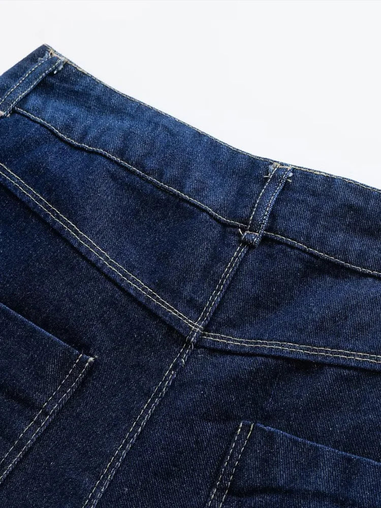 Women Fashion With Pockets Wrap Denim Shorts Skirts High Waist Zipper Fly Female Skort Mujer.