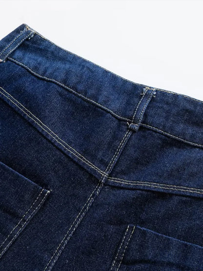 Women Fashion With Pockets Wrap Denim Shorts Skirts High Waist Zipper Fly Female Skort Mujer.