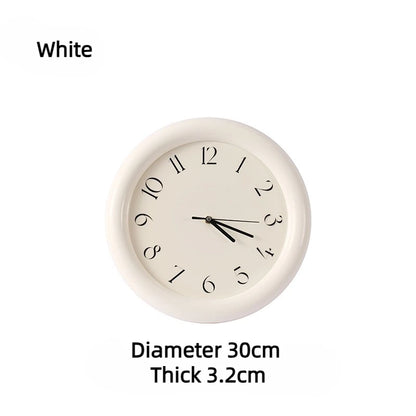 【 Epeiushome】 ins nordische minimalist ische Creme japanische Retro-Stil mollige runde Wanduhr