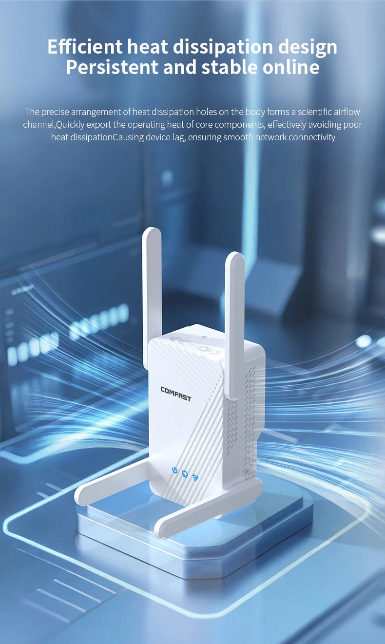 Comfast WIFI7 3570Mbps WiFi Repeater 2.4G/5G Wifi Extenders Dual-band WIFI Signal Amplifier 4*5dBi Antenna Repeator WPS/Reset.