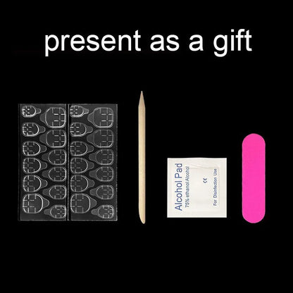 24 Pcs French White Press on Nails Cute Short Almond Self-nail Strawberry Decorations for Nail Tips False Nails with Sticky Tabs.