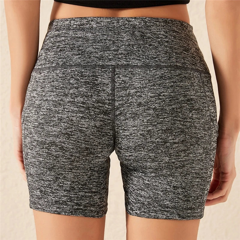 Women gym shorts High Waist Lifting Push Up Tight Yoga Cycling biker shorts Phone Pocket Jogging Running Fitness Short Pant lady