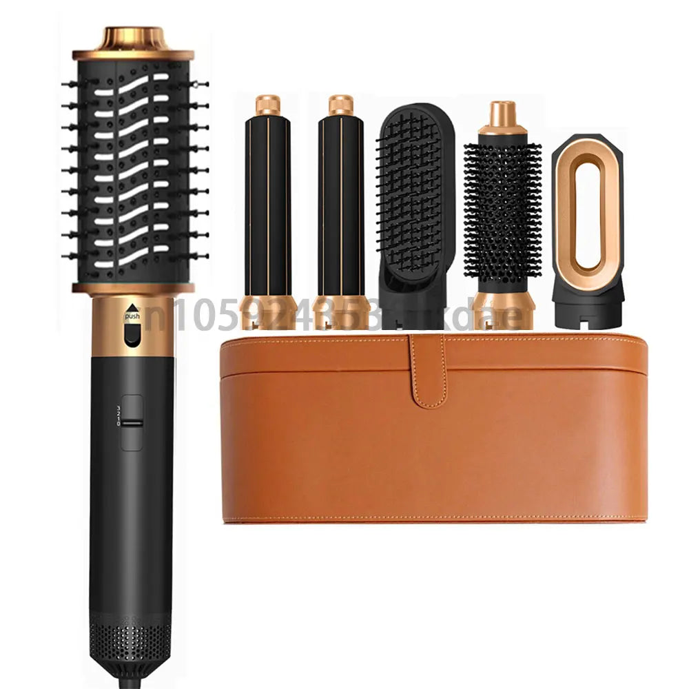 6 in 1 Hair Dryer Brush Hot Comb Set Professional Curling Iron Hair Straightener Styling Tool Negative ions Hair Dryer Household