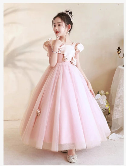 Elegantes Mädchen Flauschiges Spitzenkleid Prinzessin Tüllkleid Geburtstag Hochzeit Kostüme Vestidos Mädchen Performance Party Outfit für Kinder.
