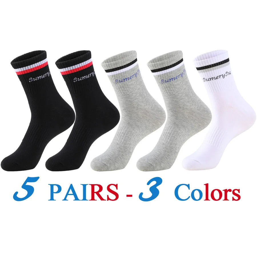 5 Pairs/Lot Running Socks Men Sports High Quality Cotton Colorful Outdoor Cycle Casual Breathable Long Sock Male Gifts 5 Styles