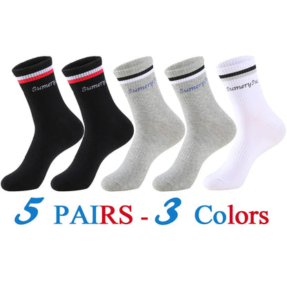 5 Pairs/Lot Running Socks Men Sports High Quality Cotton Colorful Outdoor Cycle Casual Breathable Long Sock Male Gifts 5 Styles
