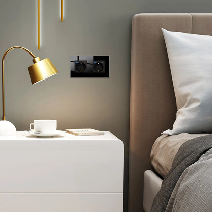 Bingoelec Wandsteckdose, Touch-Lichtschalter mit USB, 20 W, Typ C, Schnellladesteckdose, Glasscheibe, EU-Standard-Steckdosen.