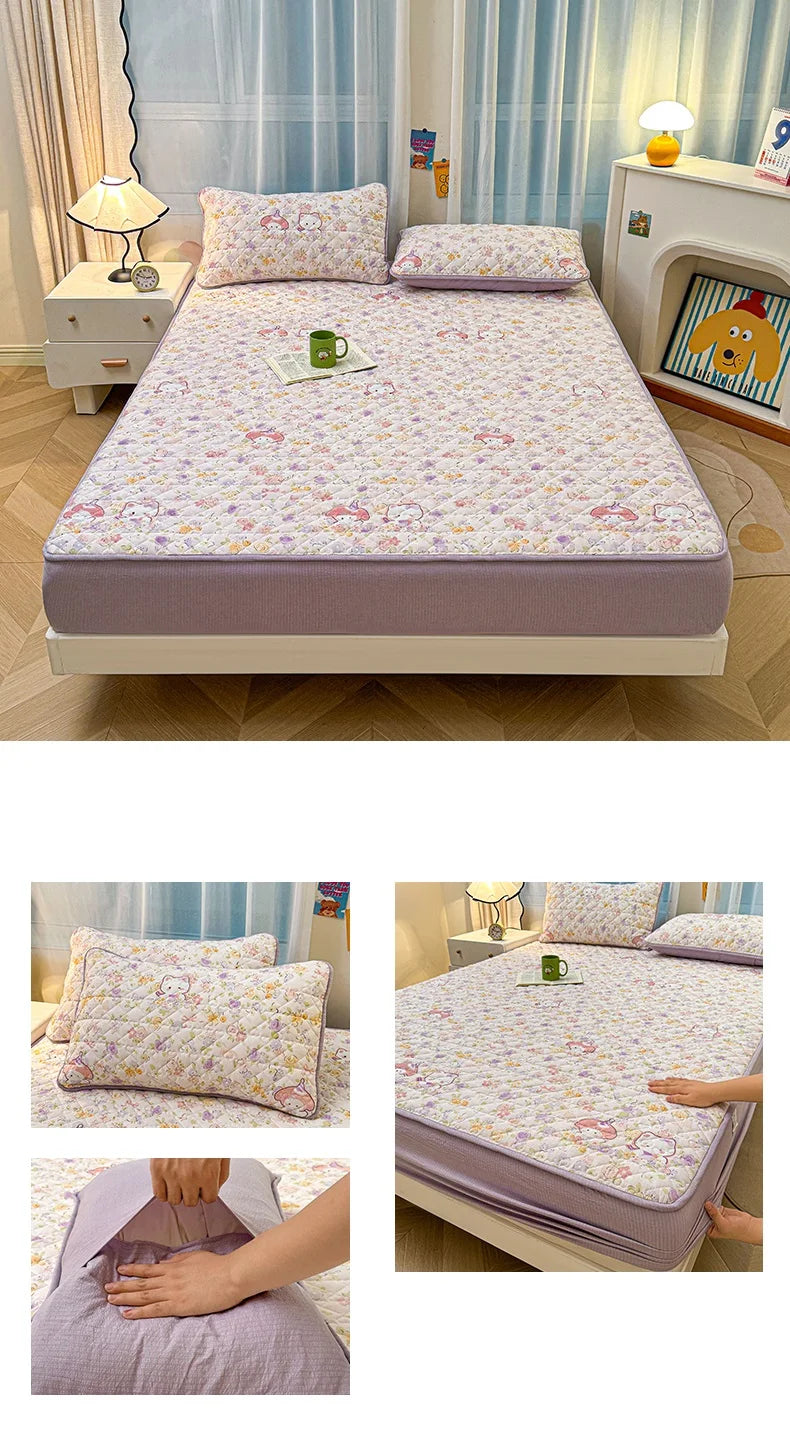 Non-slip Bed Cover Queen/King Size Bedspread Thicken Bed Linen Home Mattress Protector cubre colchón (Pillowcase Need Order).