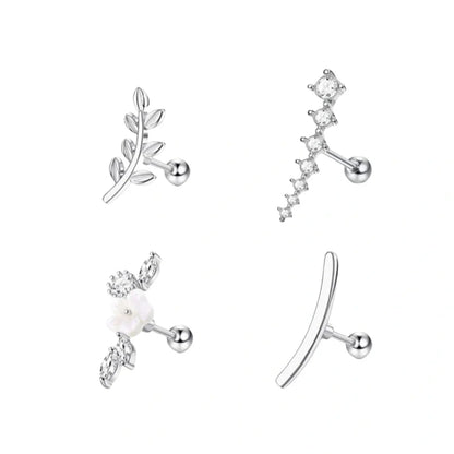 1/4/6/8Pcs 16G Stainless Steel Screw Back Stud Earrings for Women,Cubic Zerconia Cartilage Conch Helix Ear Piercing Jewelry.