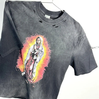 SAINT Vintage NIN Nine-inch Nail T-Shirts Best Quality Vintage Washed T Shirt Tee Tops