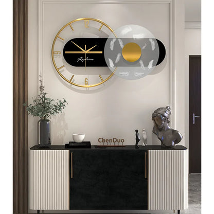 60x36cm Große Wanduhr Moderne Design Feder Luxus Licht Stille Metall Wand Uhr Home Decor Wohnzimmer esszimmer Uhren