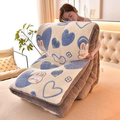 1Pc Snowflake Velvet Skin-Friendly Milk Velvet Quilt Quilt Core Suitable for Bedroom Apartment Winter Thickeneded Warm Comfortable Fashion Print Ins Style 1.5/1.8/2/2.2m Bed.