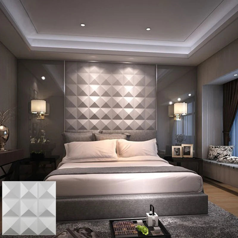 12pcs 30cm Decorative 3D Wall Panel wave Diamond Design Not self-adhesive plastic tiles 3D wall sticker room Bathroom wall paper