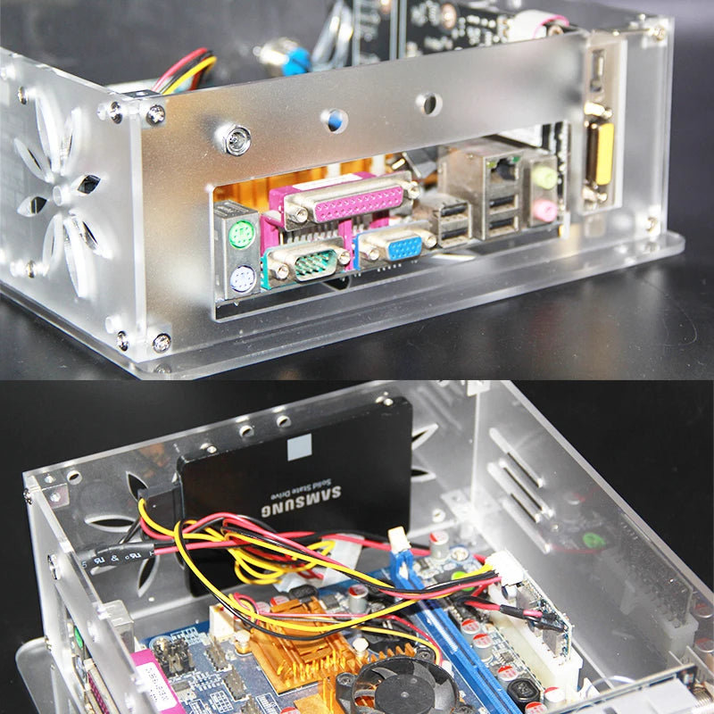 Mini itx computer case Acrylic frosted transparent chassis Personalized key cap switch design supports  Graphics network card.