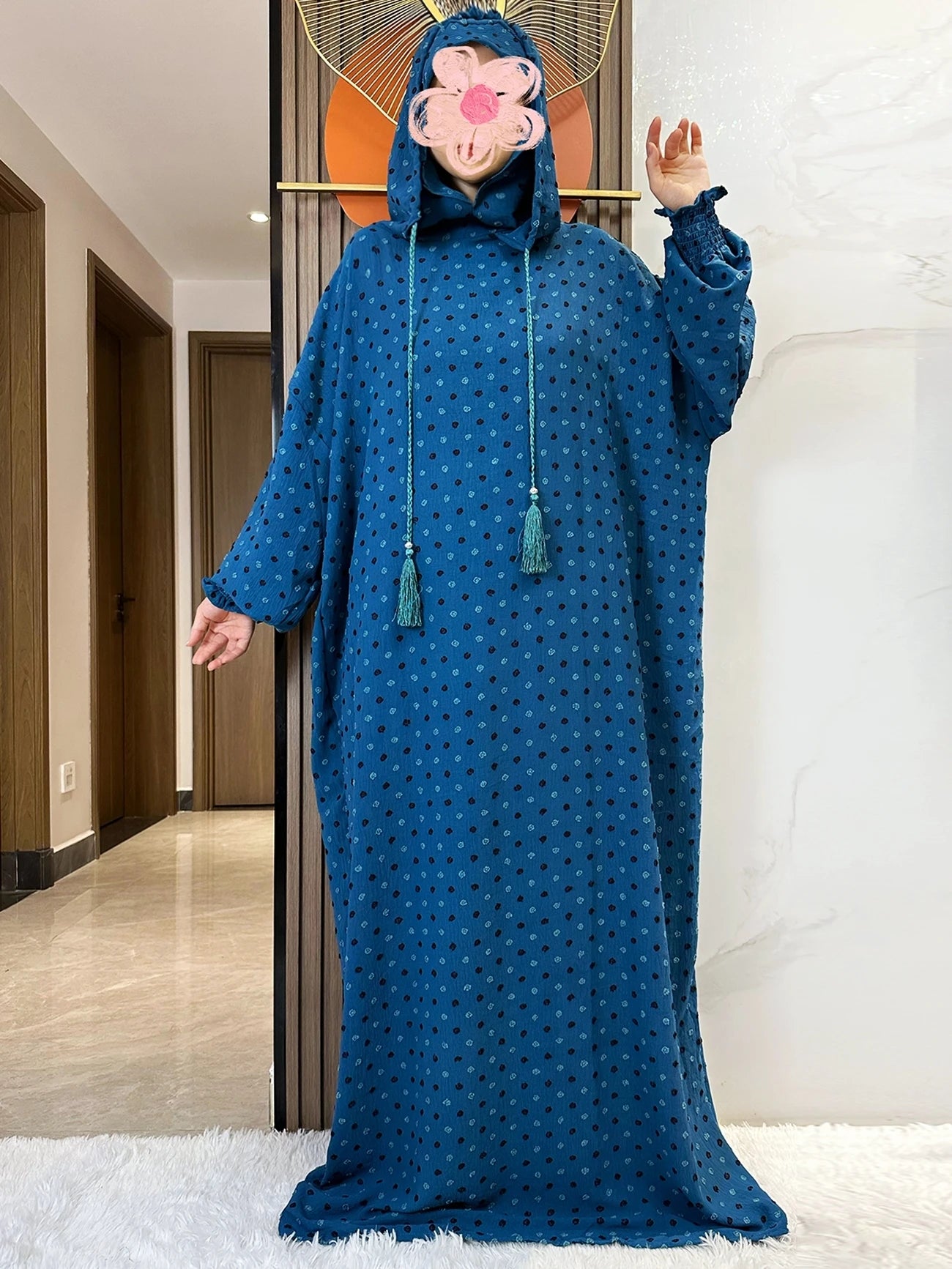 Latest Ramadan Soft Cotton Prayer Abaya Double Hats Dubai Turkey Islam Prayer Clothes Fabric Dresses Islam Women Dress Kaftan