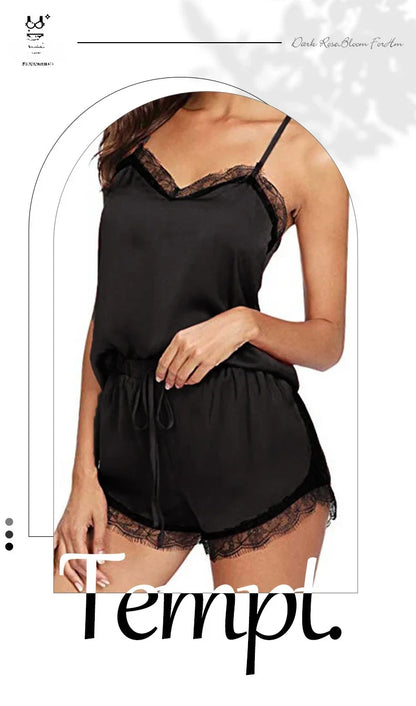 Damen-Nachtwäsche, Übergröße, Spitze, zweiteiliger Anzug, Mädchen, Hosenträger, Tops und Hosen, einfarbig, weich, modisch, Shorts, Pyjama, Homewear.