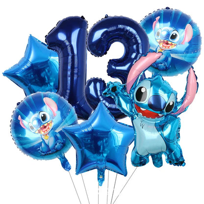 Stitch Party Supplies für Kinder Lilo und Stitch Geburtstag Party Dekorationen Luftballons Banner Tischdecke Hintergrund Geschirr