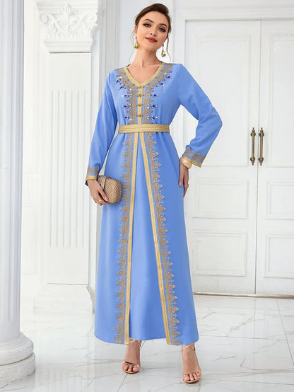 Schlanke Diamant Frauen Kleid türkische Bescheidenheit Robe elegante Mode langes Kleid arabische muslimische Kleid Abaya Langarm islamische Kleidung.