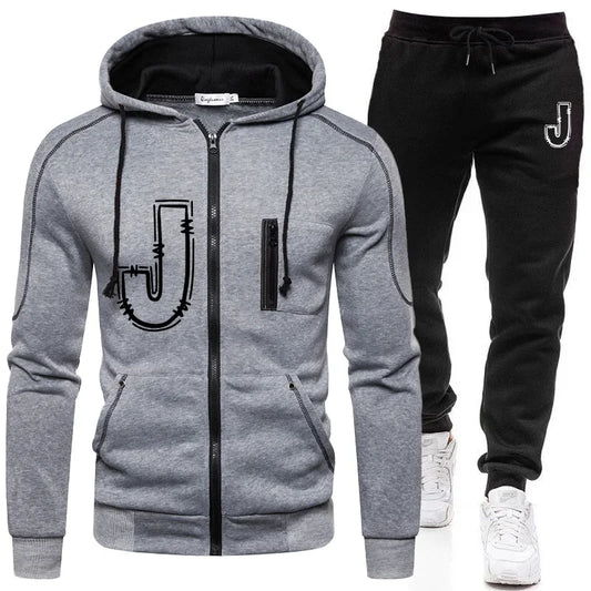 Men's Clothing Casual High Quality Autumn Winter Outdoors Hoodie Daily Jogging Sports Single Piece Zipper Jacket and Sport Pants.