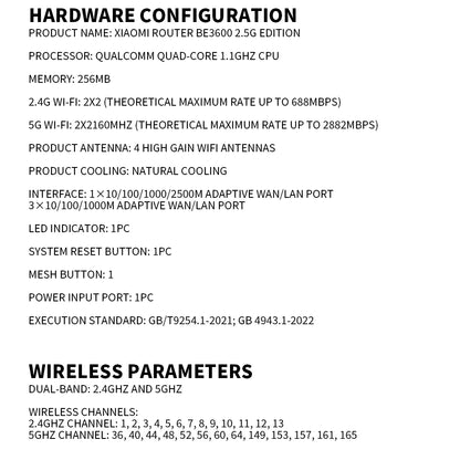 2024 Xiaomi Router BE3600 WiFi7 2.4/5GHz Duan Bands 160Mhz 3570Mbps Mesh Networking Gaming Acceleration 2.5G Ethernet Port