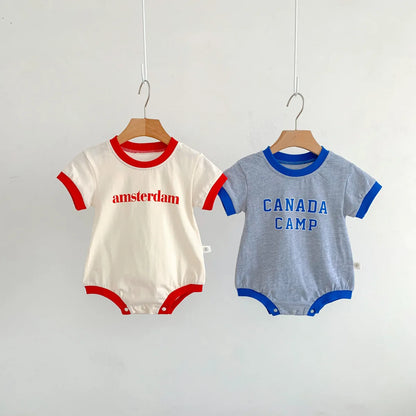 Drop-Shipping Sommer Kleinkind Baby Kurzarm Brief Outfit reine Baumwolle Overalls Kinder Neugeborenen Bodys einteiliges Kleidungs stück.