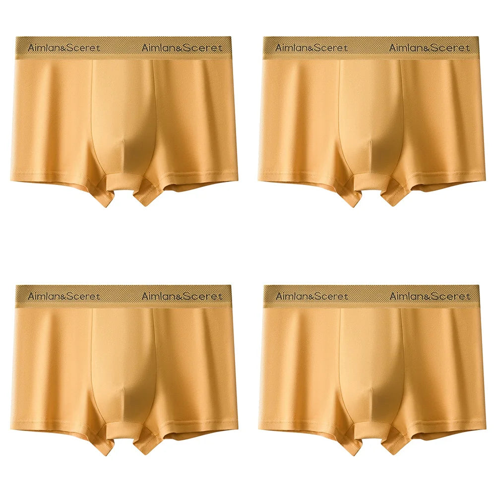 4Pcs Männer Unterwäsche Sportliche Boxer Plus Größe Jugend Boxer Shorts Bequeme Atmungsaktive Flache Hosen männer Quadratische Höschen Slip geschenk