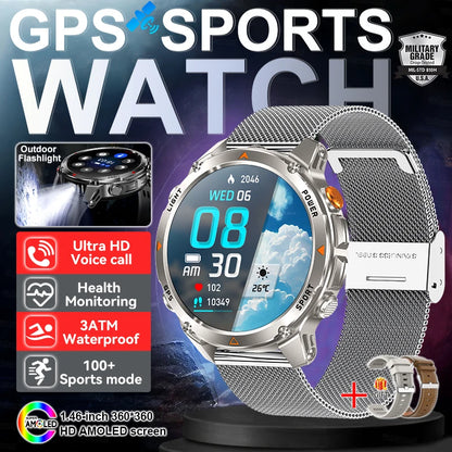 New Outdoors Military GPS Sports Smart Watch Women Dual-Band GNSS Compass Altimeter 3ATM Waterproof BluetoothCall Smartwatch Men