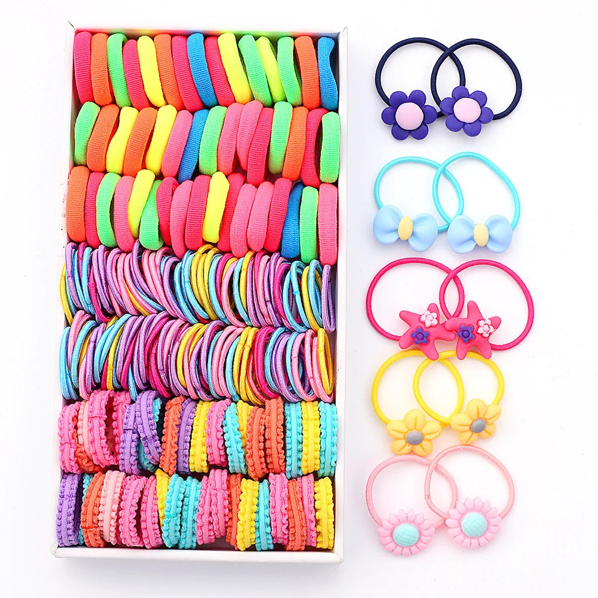 1Pack Girls Colorful Hair Bands Set Nylon Elastic Rubber Band Children Ponytail Holder Scrunchies Kids Hair Accessories.