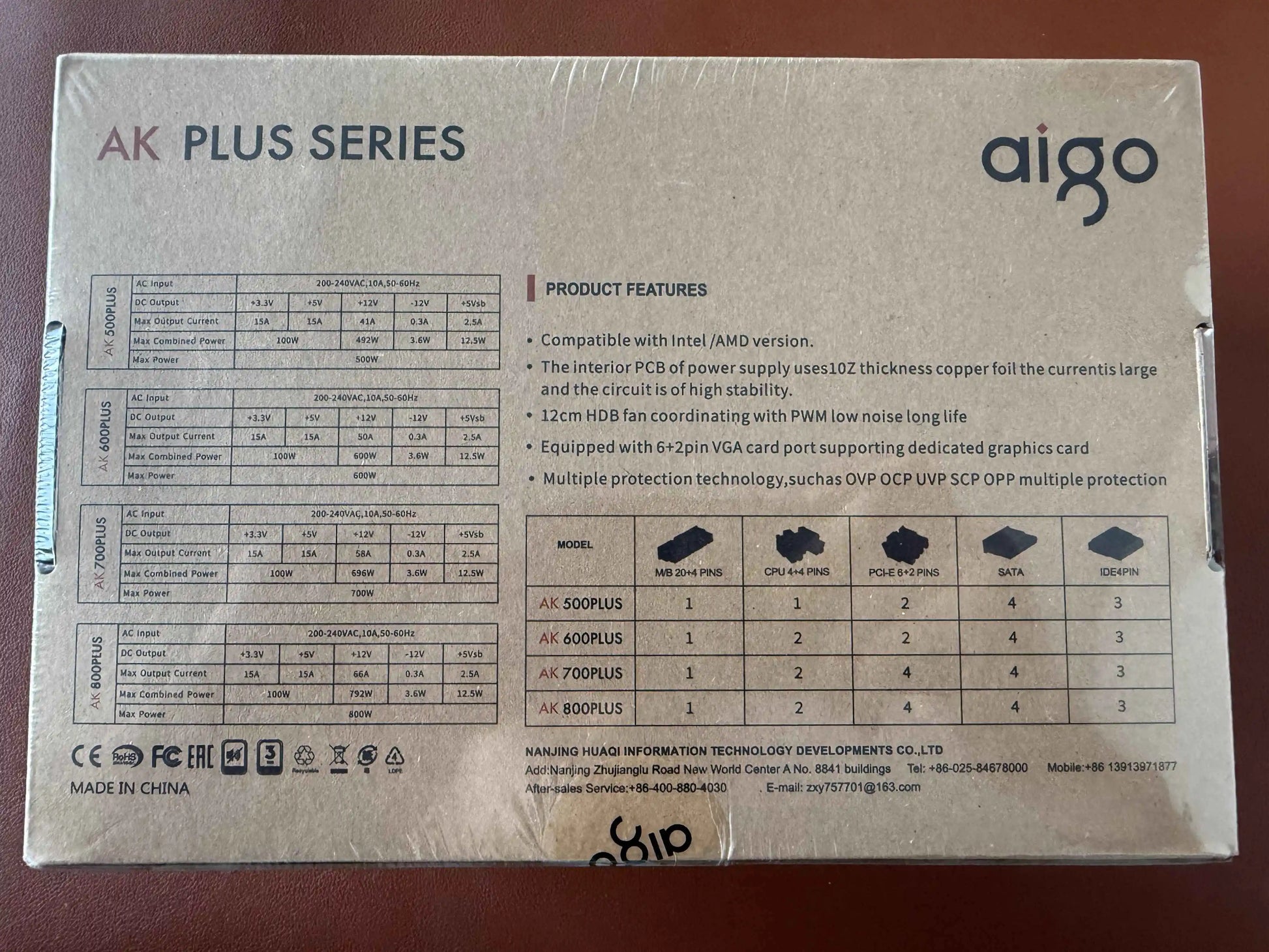 Aigo AK PC PSU Power Supply Unit 500W 600W 700W 800W 1000W Gaming 120mm RGB Fan 220V ATX Desktop computer Power Supply for BTC.